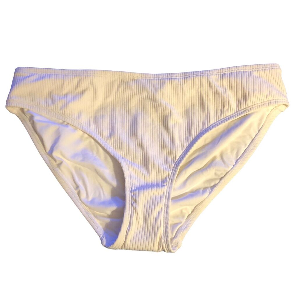 NEW Andie Swim The Bikini Bottom in Ivory Cream White Ribbed Size XL Coconut
